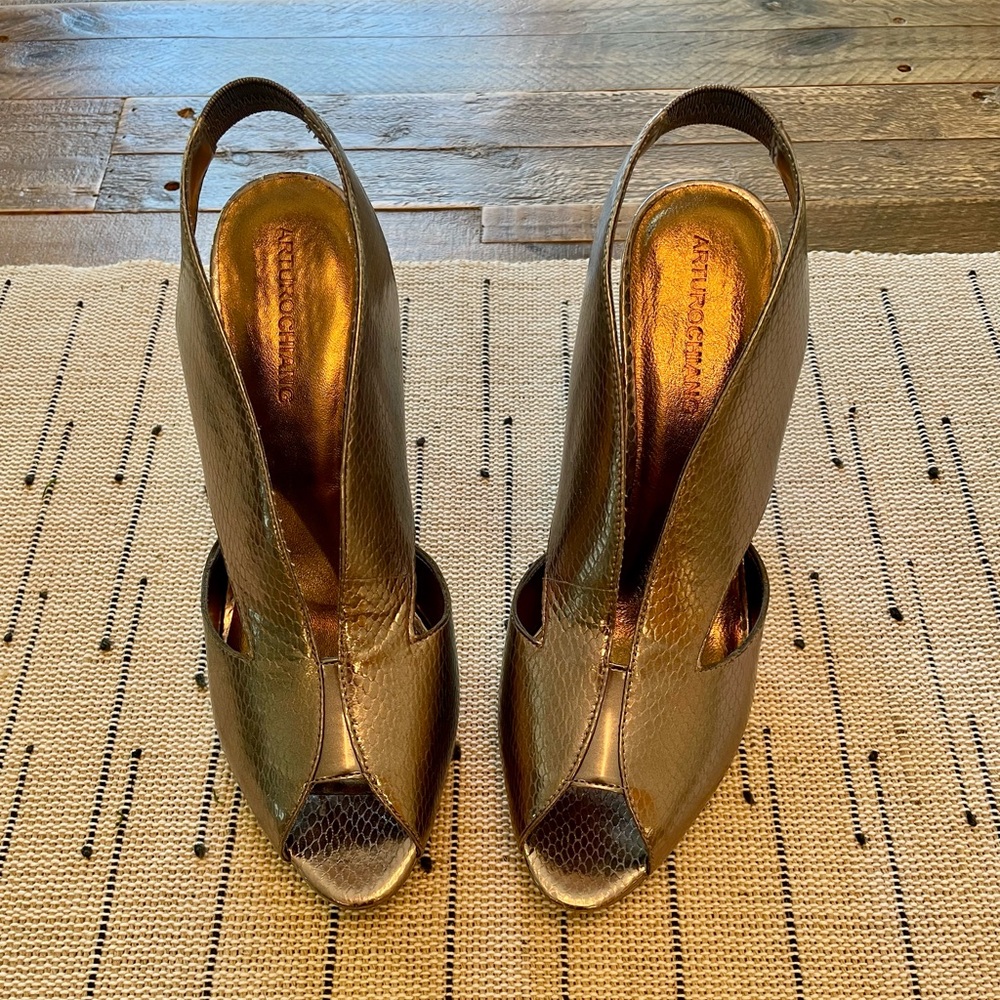 Arturo Chiang - “Iman” Peep-Toe Heeled Sandal - Size 9 1/2M